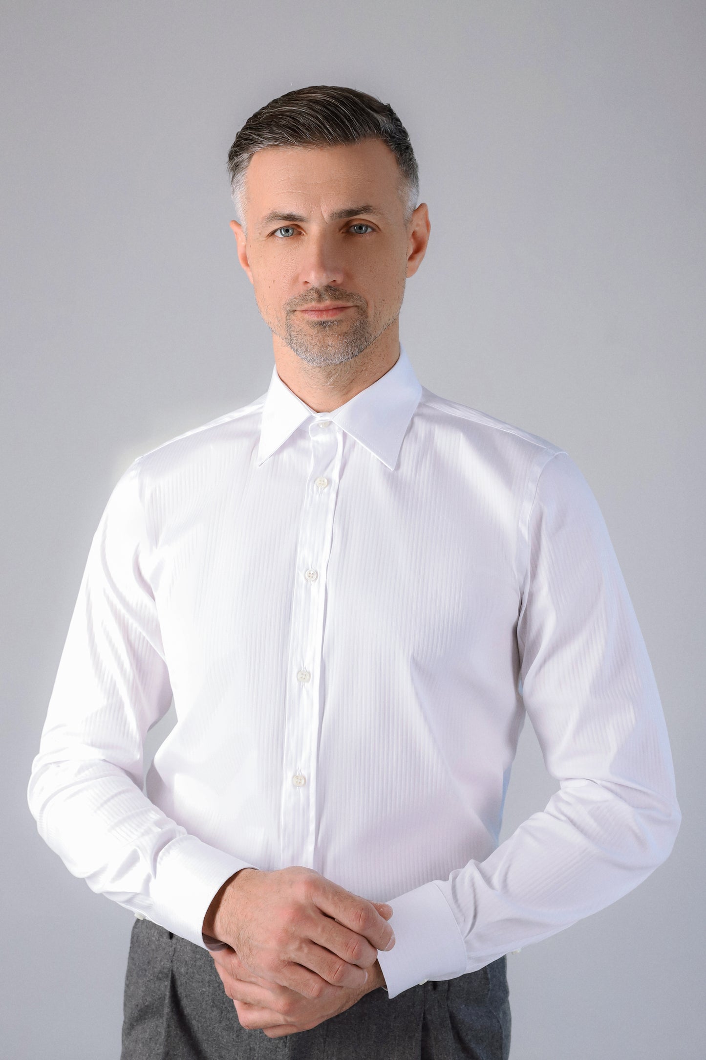 N°10 White long sleeve twill shirt slim fit