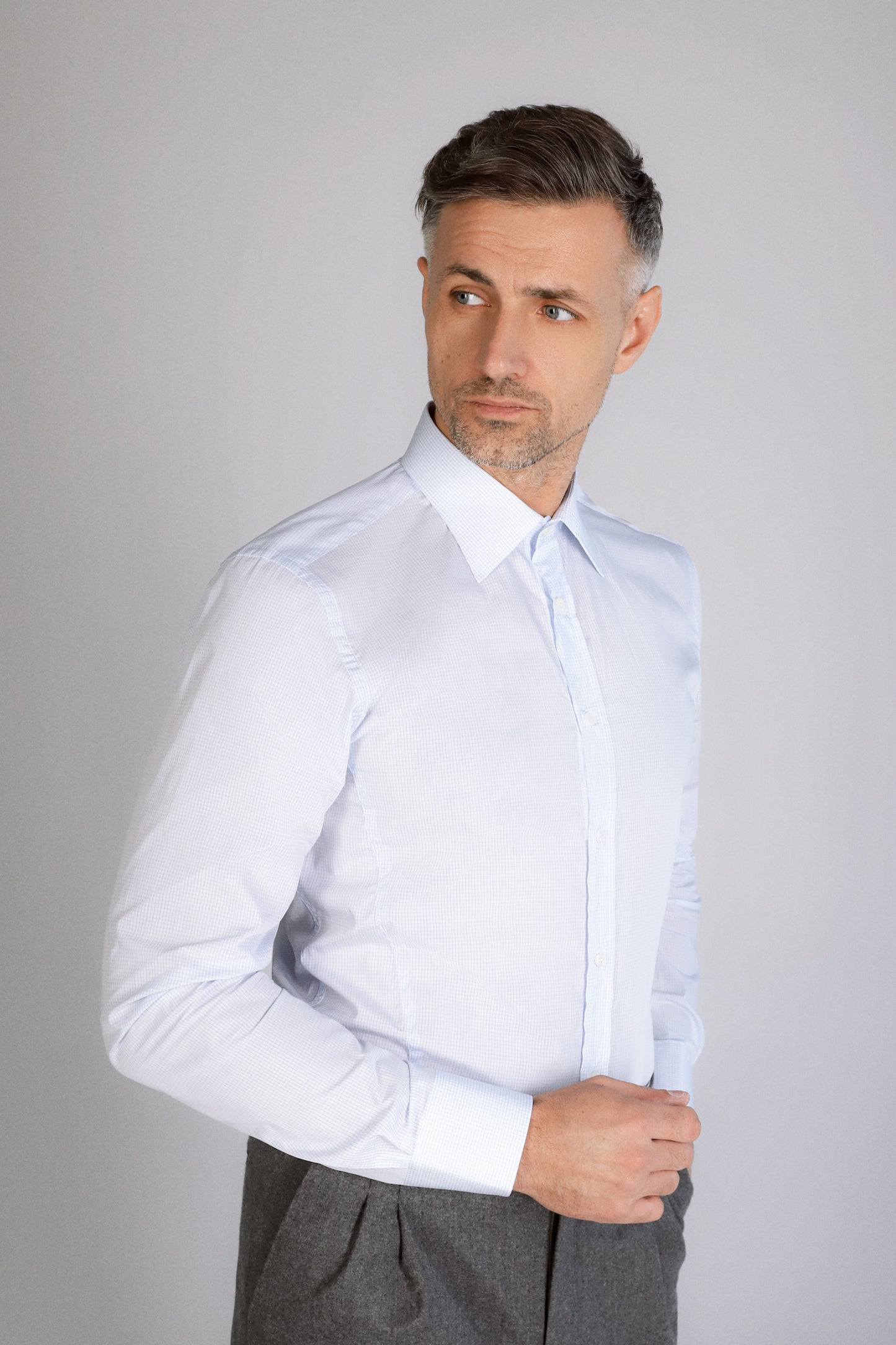 N°3 Light blue long sleeve poplin shirt slim fit