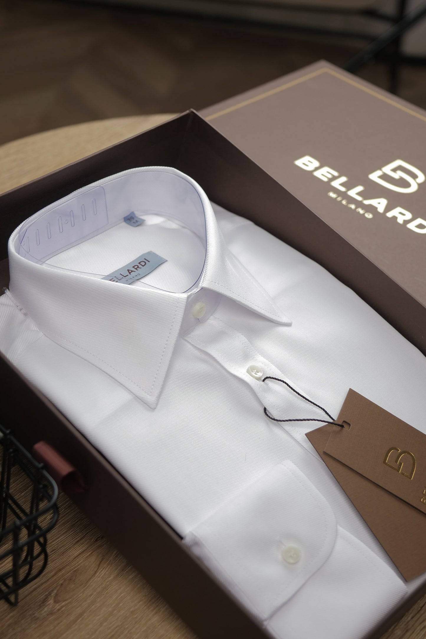 N°1 White long sleeve twill shirt slim fit