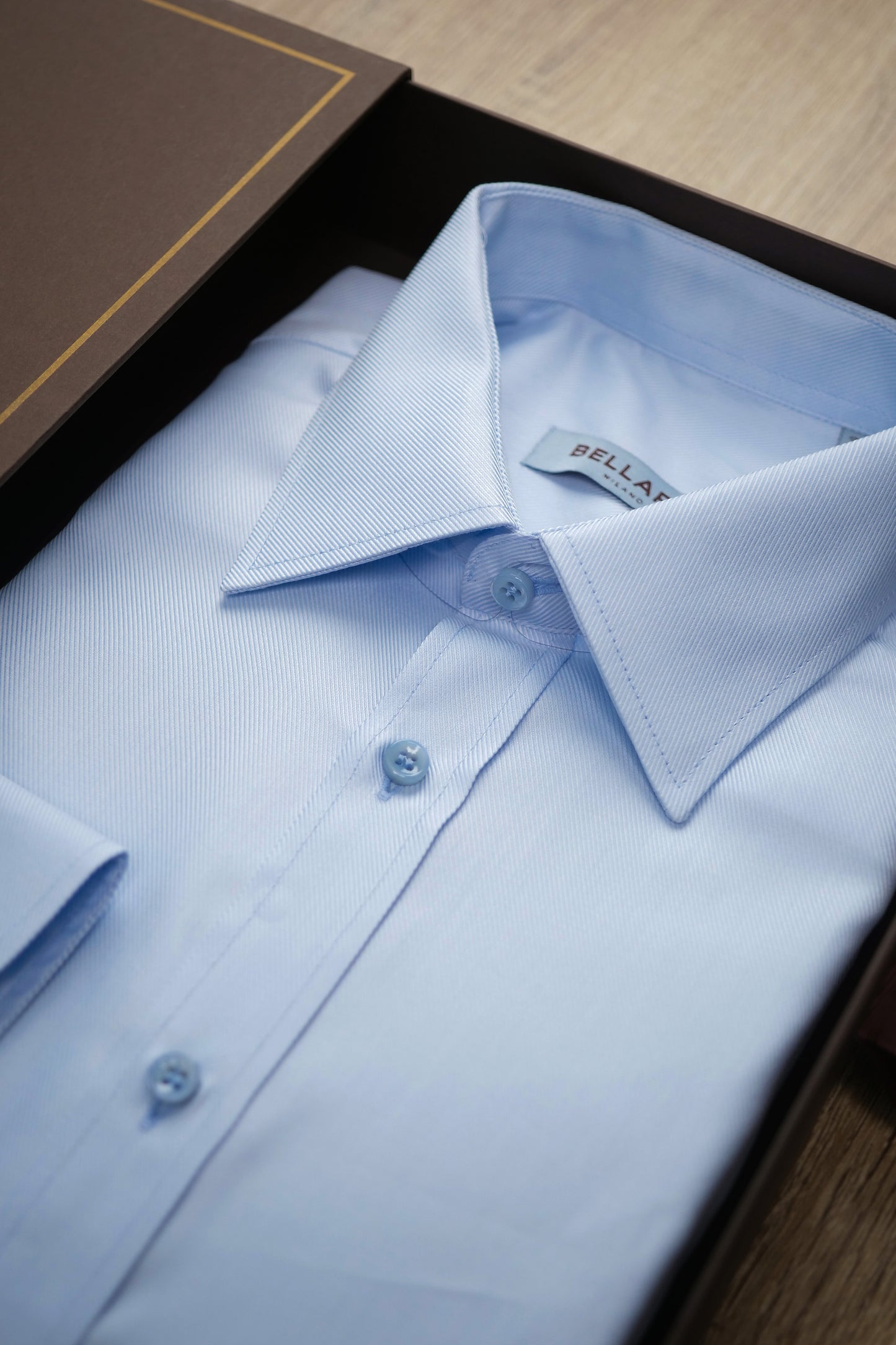 N°2 Light blue long sleeve twill shirt slim fit